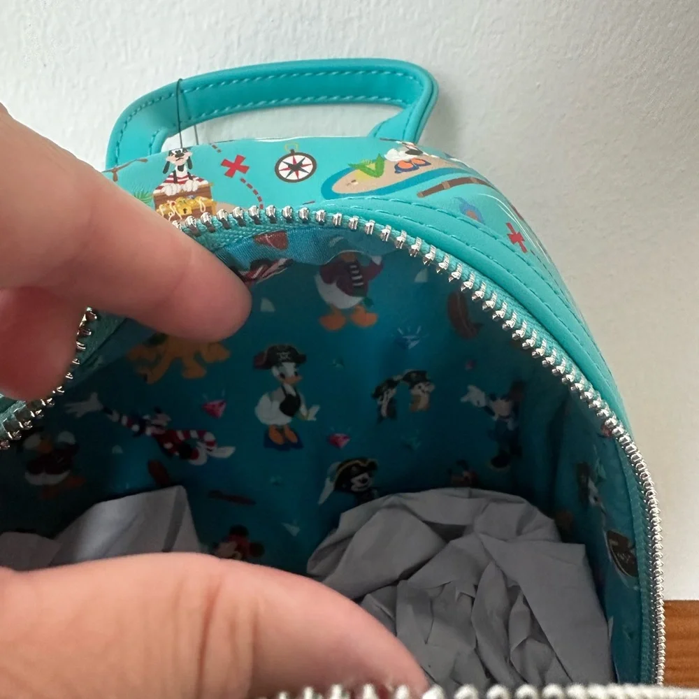 Loungefly Disney Sensational Pirates Characters Mini Backpack Teal One Size New - Picture 8 of 10